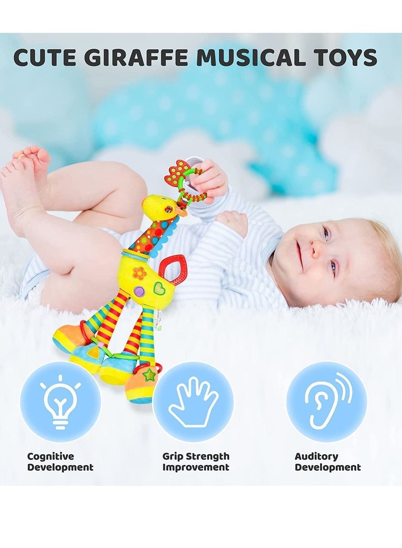 Car Seat Toys, Hanging Baby Stroller Toys Rattles 0-11 Months for Colorful Animal Bell Rattle Infants Sensory Soft Musical Moving Newborn Boys Girls Gifts