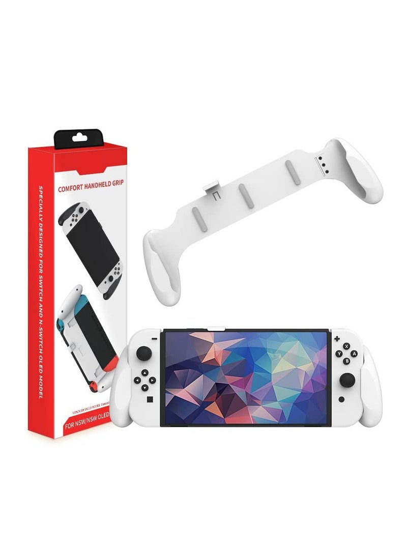Switch OLED/Switch Dockable Hand Grip, Comfort Handheld Fit for Switch OLED/Switch with Specially Ergonomic Design Compatible with Nintendo Switch Grip, Supports to Connect to The TV(White)