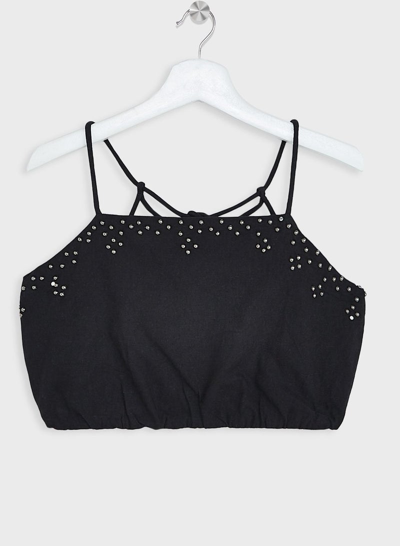 Youth Embroidered Crop Top