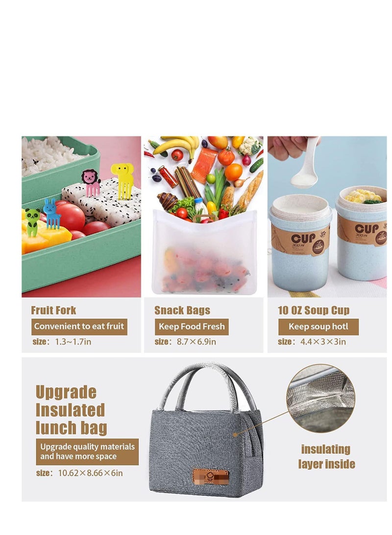 30 PCs Bento Box Upgrade Japanese Lunch Kit for Kids/Adult,3 Layer Stackable Leakproof Containers with Accessories