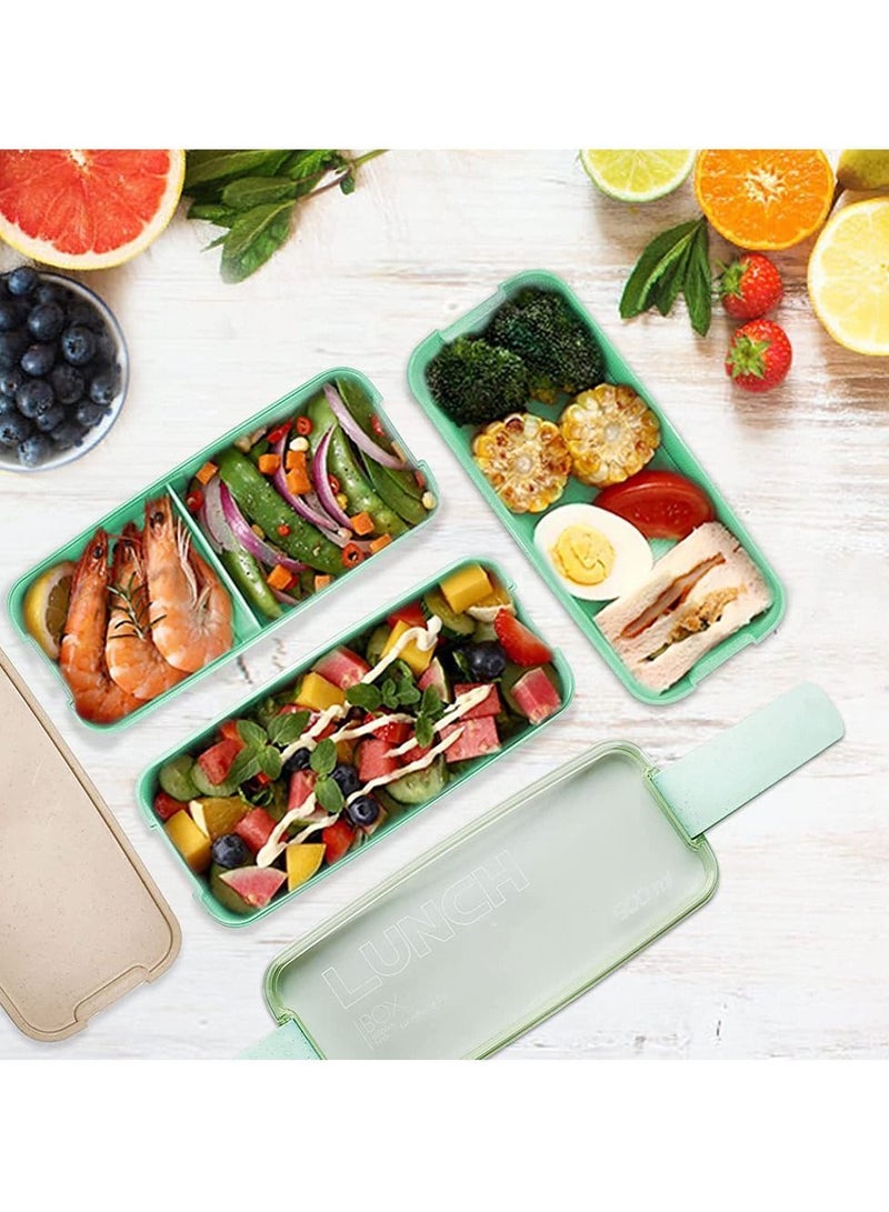 27 PCs Bento Box Lunch Kit, Stackable 3-in-1 Compartment Japanese Set w/ Soup Cup Sauce Can, Spoon Fork, Cake Cups, Fruit Picks, Snack Bags, Leakproof Container for kids and Adults