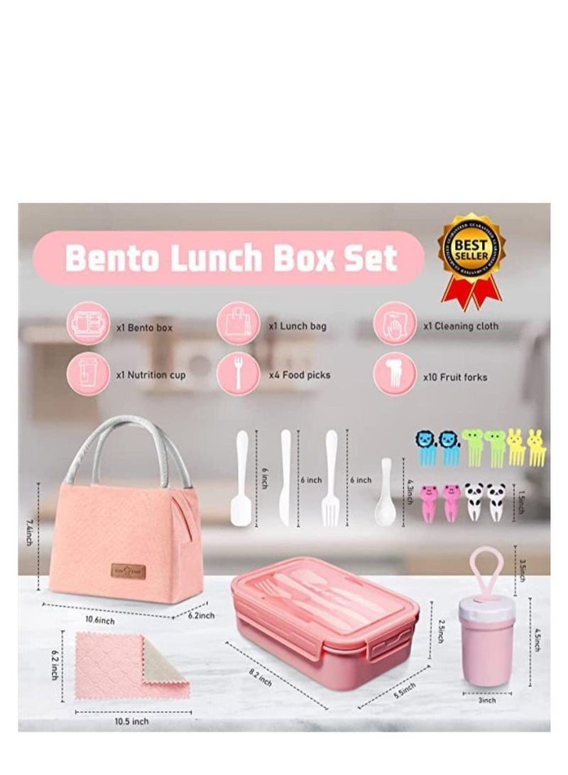 17-Piece Bento Lunch Box for Kids and Adults with Spoon-Fork Meal Prep Containers Microwave-Safe Food Storage Salad Container Sandwich Snack Packing