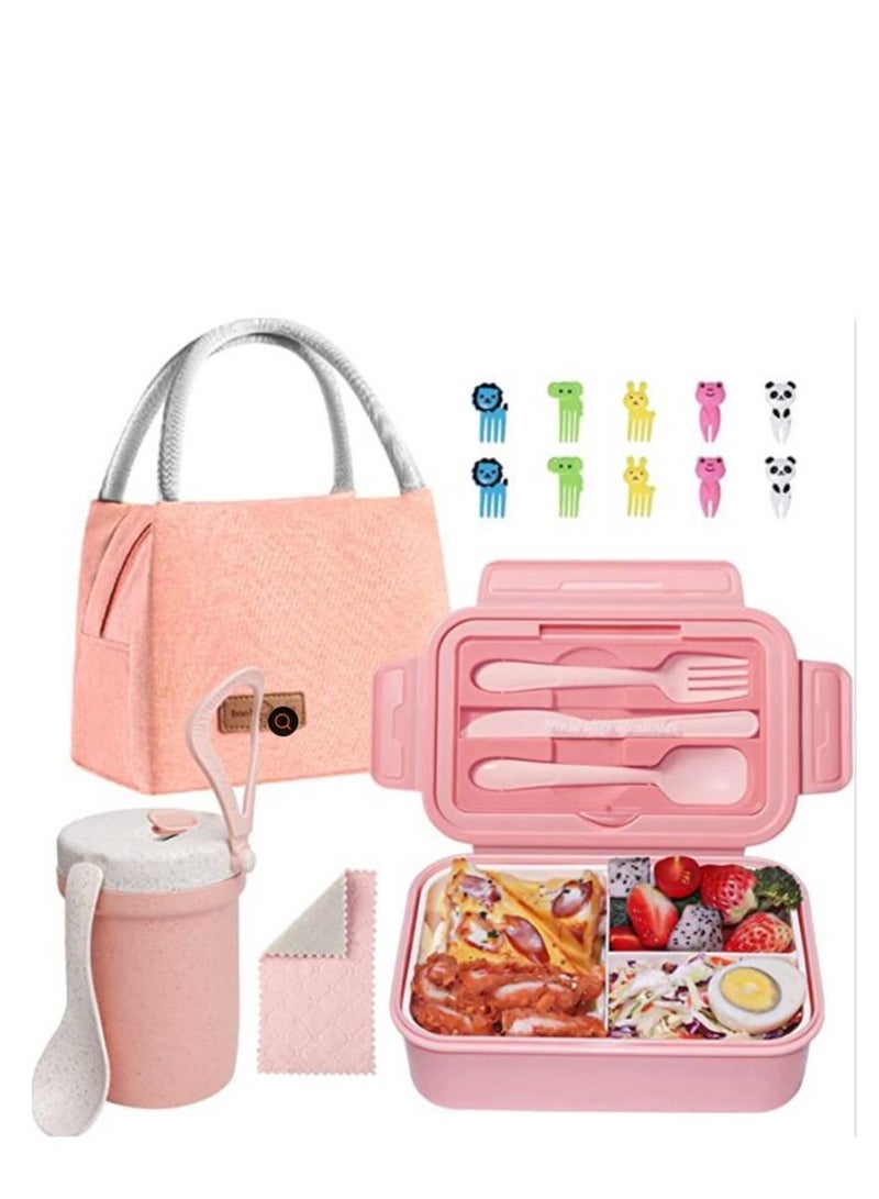 17-Piece Bento Lunch Box for Kids and Adults with Spoon-Fork Meal Prep Containers Microwave-Safe Food Storage Salad Container Sandwich Snack Packing