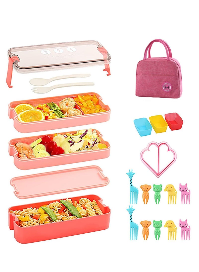 17-Piece Bento Lunch Box for Kids and Adults with Spoon-Fork Meal Prep Containers Microwave-Safe Food Storage Salad Container Sandwich Snack Packing