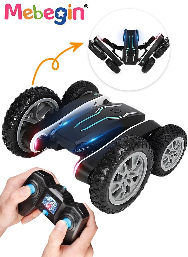 2.4GHz Remote Control Stunt Toy Car Double Sided 360°Flips Rotating Vehicles Blooming Cool Light Tumbling Double-sided Butterfly Car Toys for Boy Girl Teens