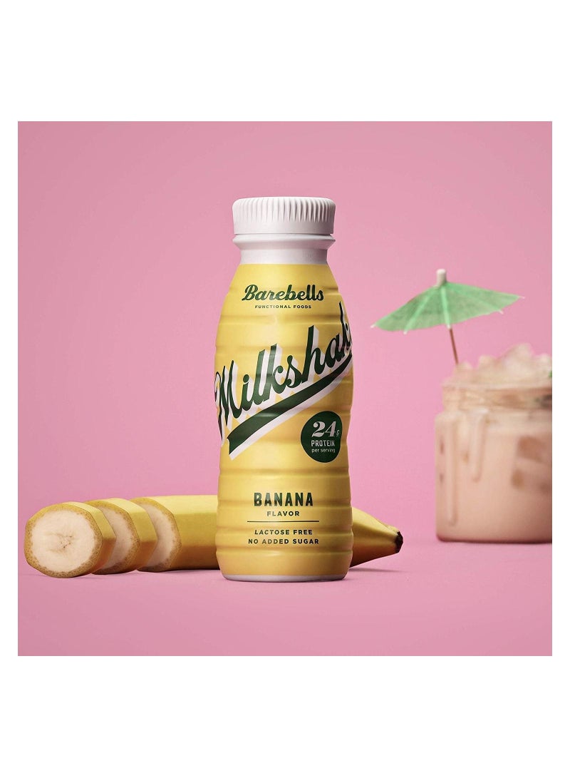 Barebells Protein Milkshake 8 x 330ml Bottles| High Protein Shake | No Added Sugar | Lactose Free| 24g of Protein | Delicious Creamy Flavour (Banana)