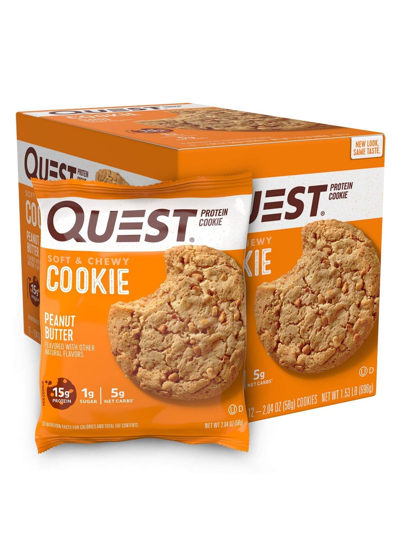 Quest Nutrition Peanut Butter Protein Cookie, High Protein, Low Carb, 12 Count