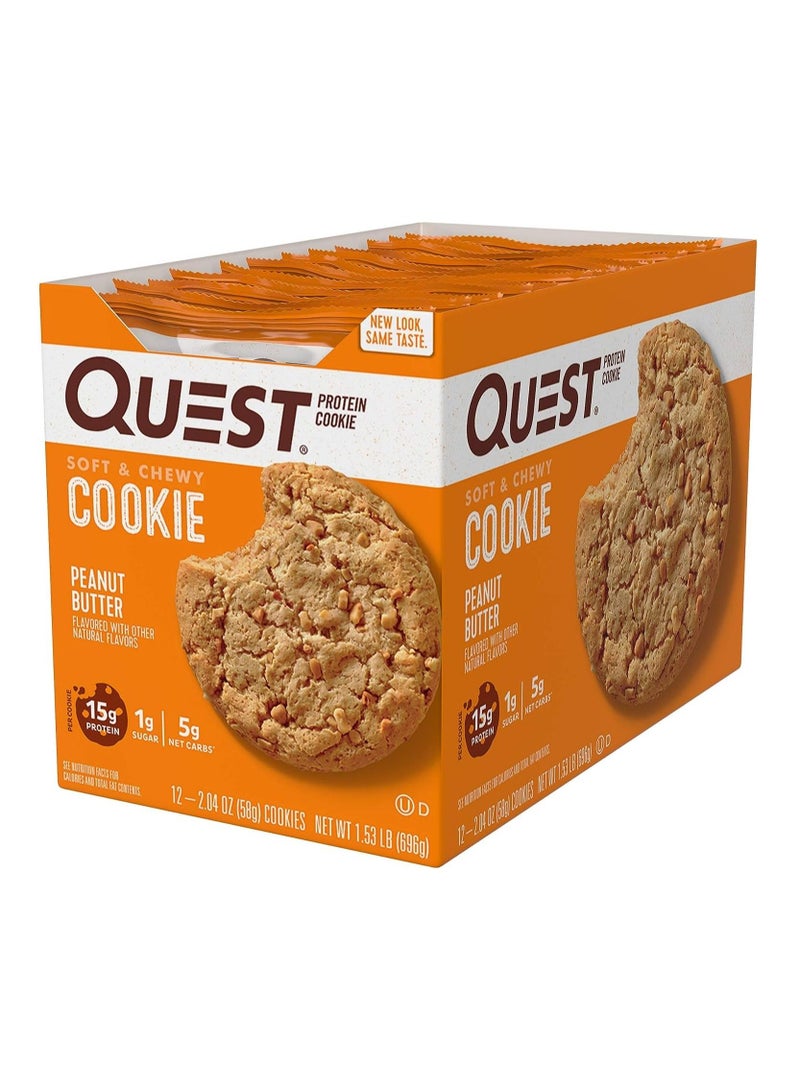 Quest Nutrition Peanut Butter Protein Cookie, High Protein, Low Carb, 12 Count