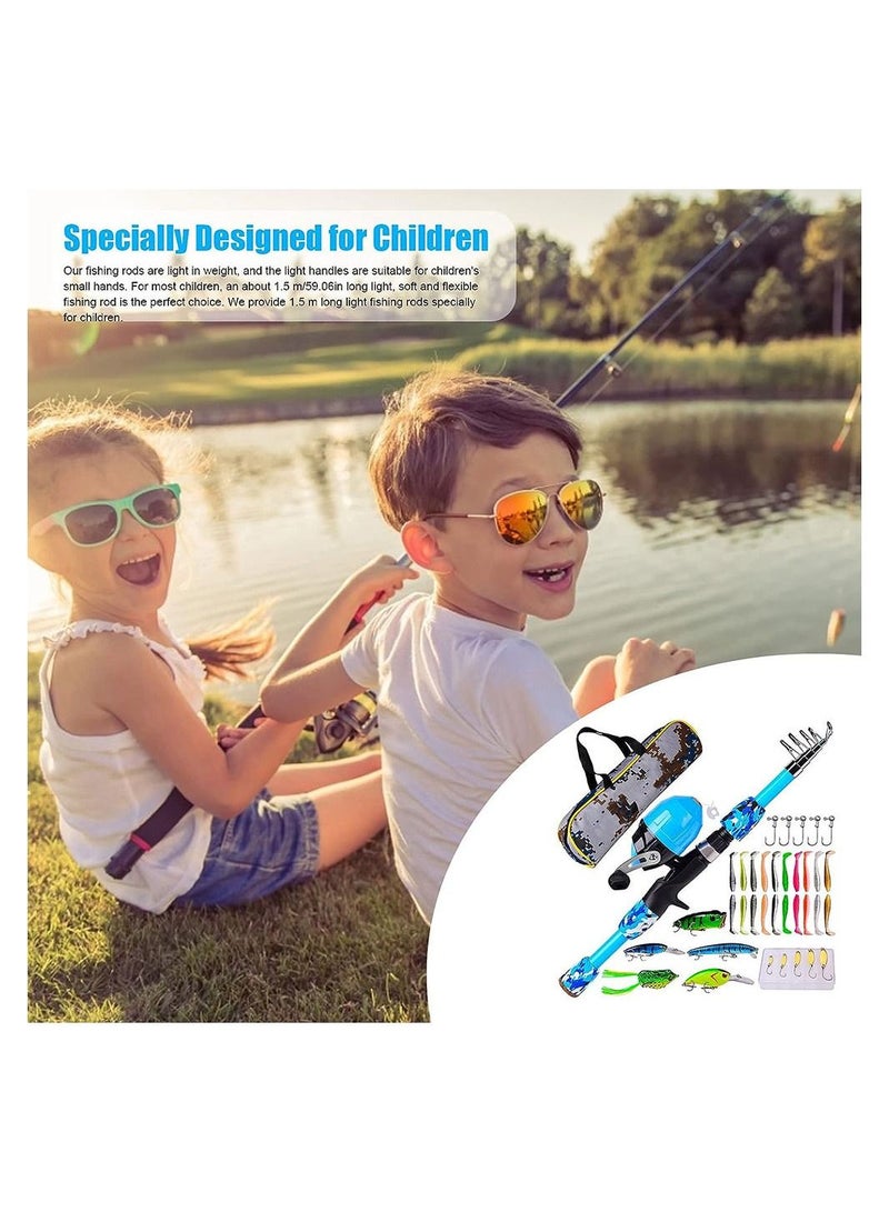 Kids Fishing Pole Fishing Equipment Fishing Rod Tools for Children Portable Telescopic Fishing Rod and Reel Combo Kit