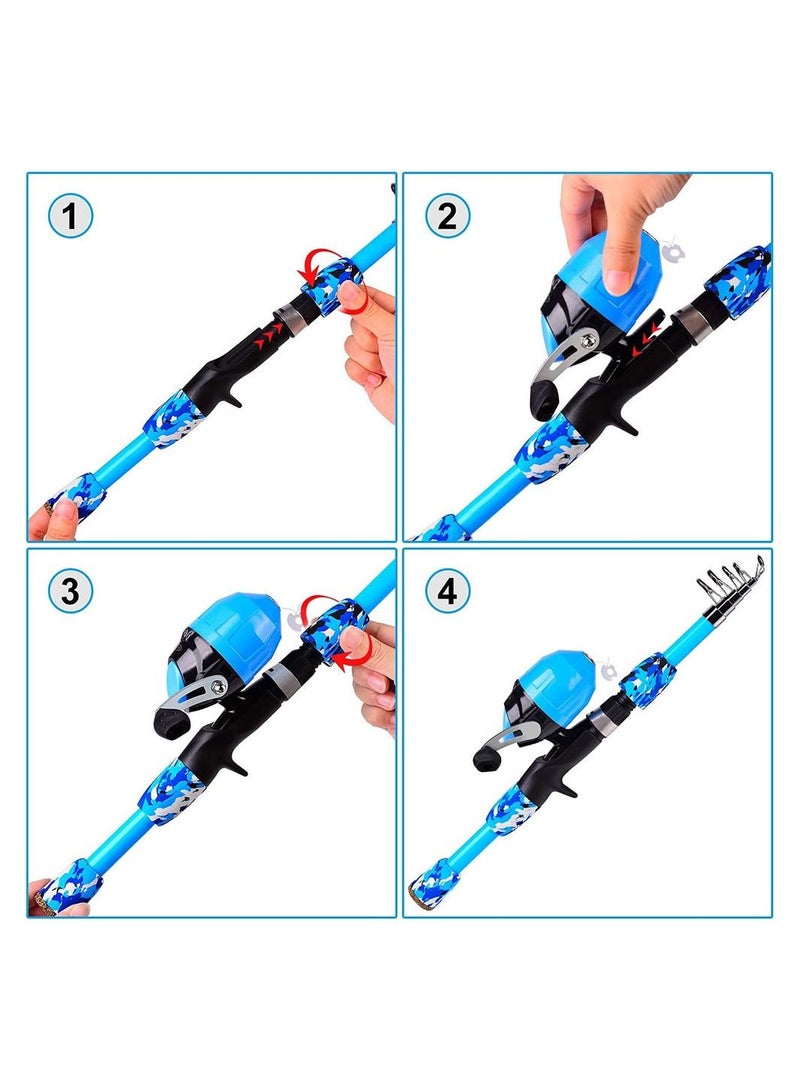 Kids Fishing Pole Fishing Equipment Fishing Rod Tools for Children Portable Telescopic Fishing Rod and Reel Combo Kit