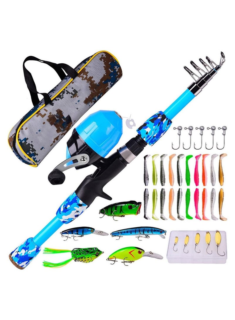 Kids Fishing Pole Fishing Equipment Fishing Rod Tools for Children Portable Telescopic Fishing Rod and Reel Combo Kit