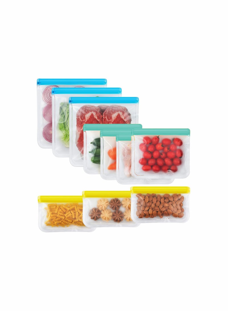 10 Pack Reusable Silicone Bags Leakproof Freezer Food Storage for Lunch Marinate Travel 3 Gallon Snack 4 Sandwich