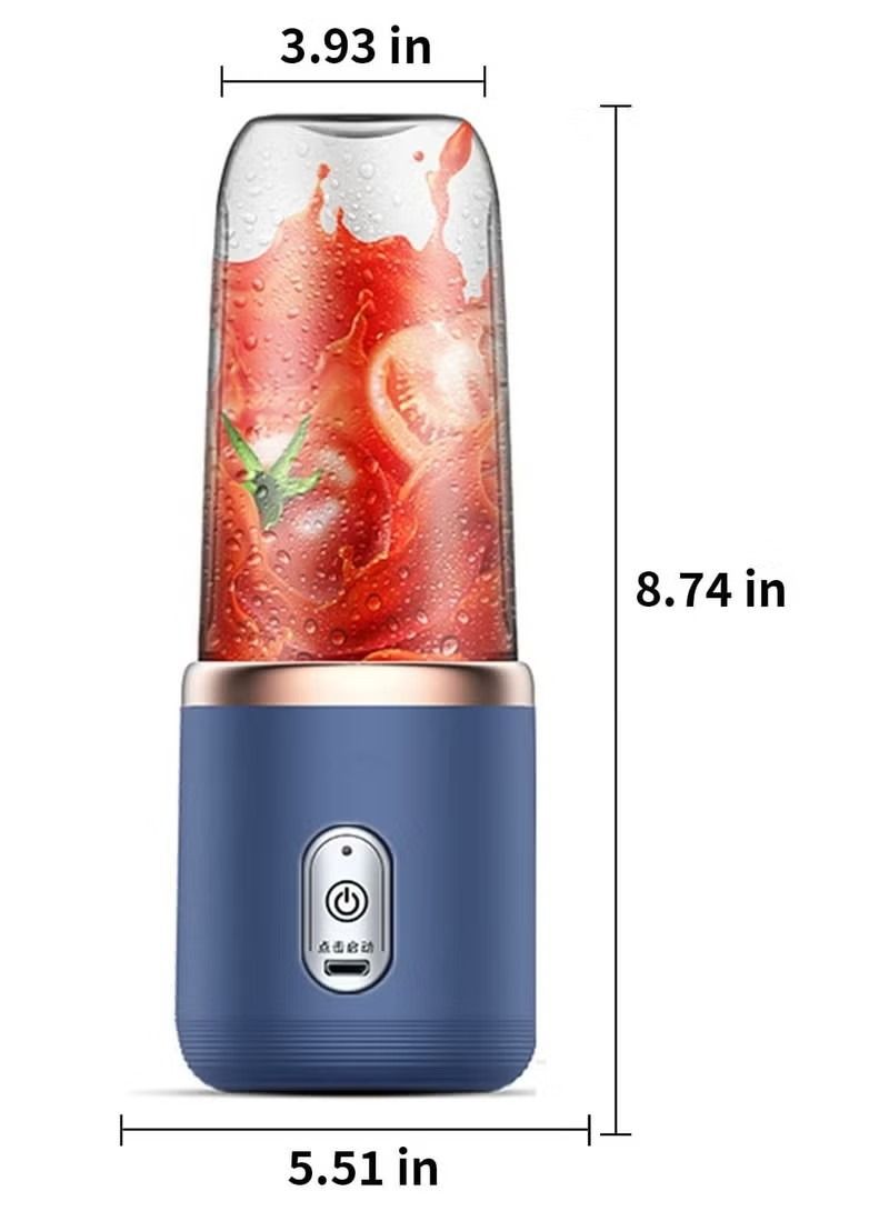 Portable Blender, Blender Juicer Juice Cup Fruit Blender Portable Fruit Cup, USB Rechargeable Personal Size Juice Cup, Personal Blender for Smoothies and Smoothies, Travel Juice Cup