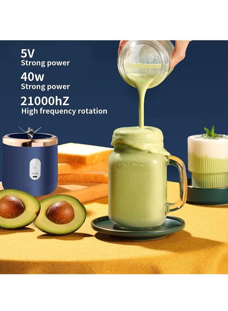 Portable Blender, Blender Juicer Juice Cup Fruit Blender Portable Fruit Cup, USB Rechargeable Personal Size Juice Cup, Personal Blender for Smoothies and Smoothies, Travel Juice Cup