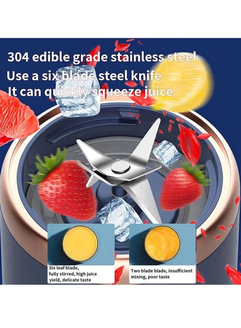 Portable Blender, Blender Juicer Juice Cup Fruit Blender Portable Fruit Cup, USB Rechargeable Personal Size Juice Cup, Personal Blender for Smoothies and Smoothies, Travel Juice Cup