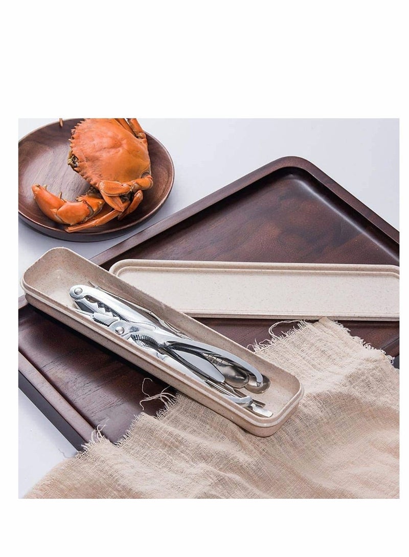Stainless Steel Seafood Tool Kit Seafood, Nuts, Shellfish, Lobster and Crab Cracker Set Crustacean with Storage Box, 2 Pcs Crackers 4 Forks