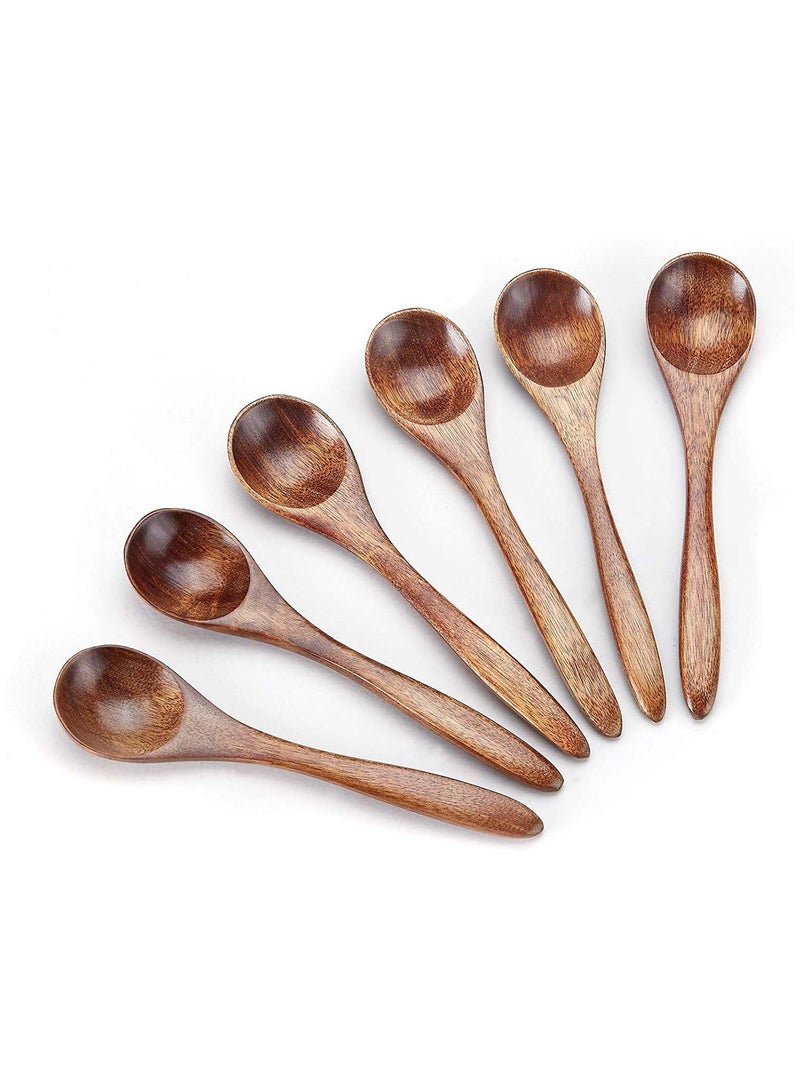 Small Wooden Spoons, 6pcs Teaspoon Sevensun Teaspoons Serving Utensils For Cooking Condiments Spoon, Mini Honey Spoon Daily Use