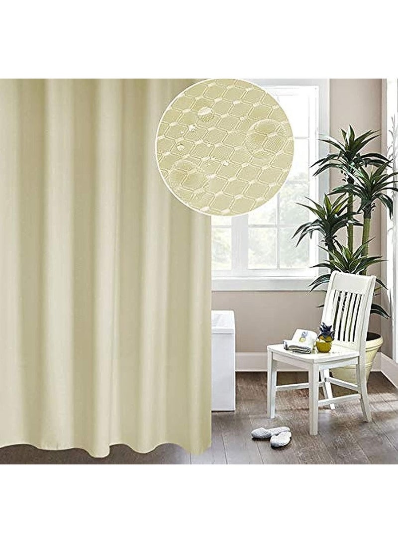 Premium Shower Curtain Waterproof Thickened Polyester Fabric Durable Mildew Stain Resistant Stylish Curtain (180 x 200 cm) Cream