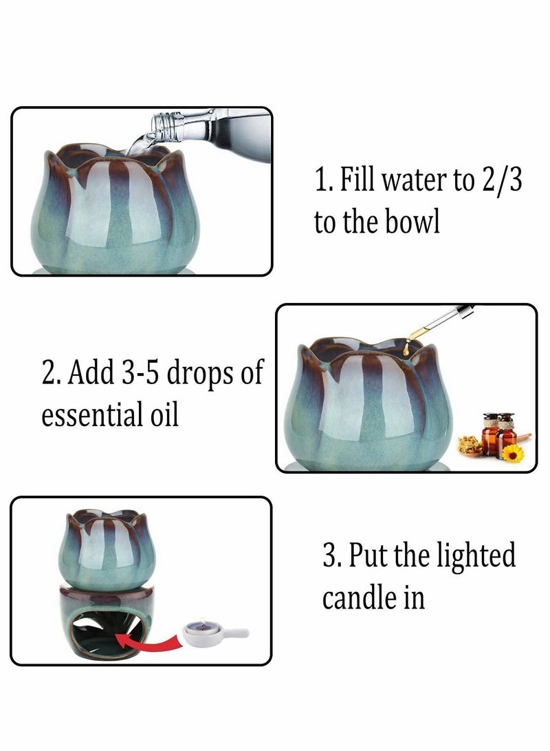 Wax Melt Essential Oil Burner, Removable Aromatherapy Burner Ceramic Aroma Candle Diffuser Tart Warmer