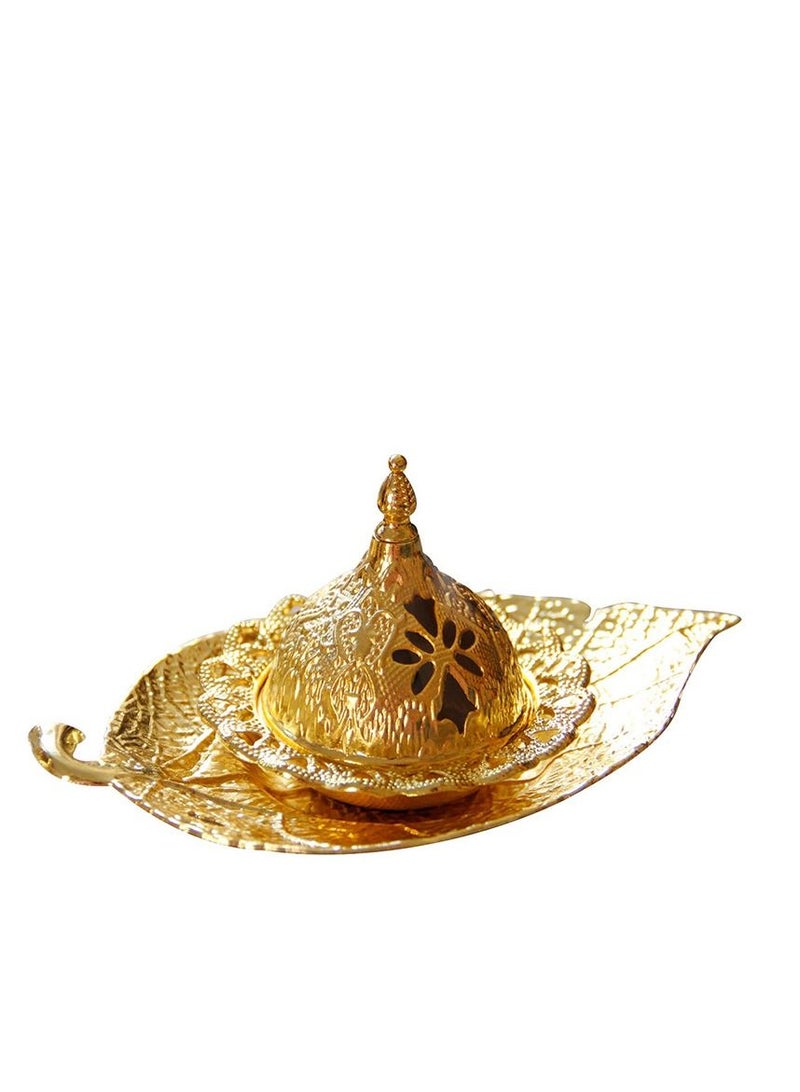 Muslim Middle East Arabic Golden Silver Leaf Tray Aromatherapy Censer Arabian Ramadan Incense Burner