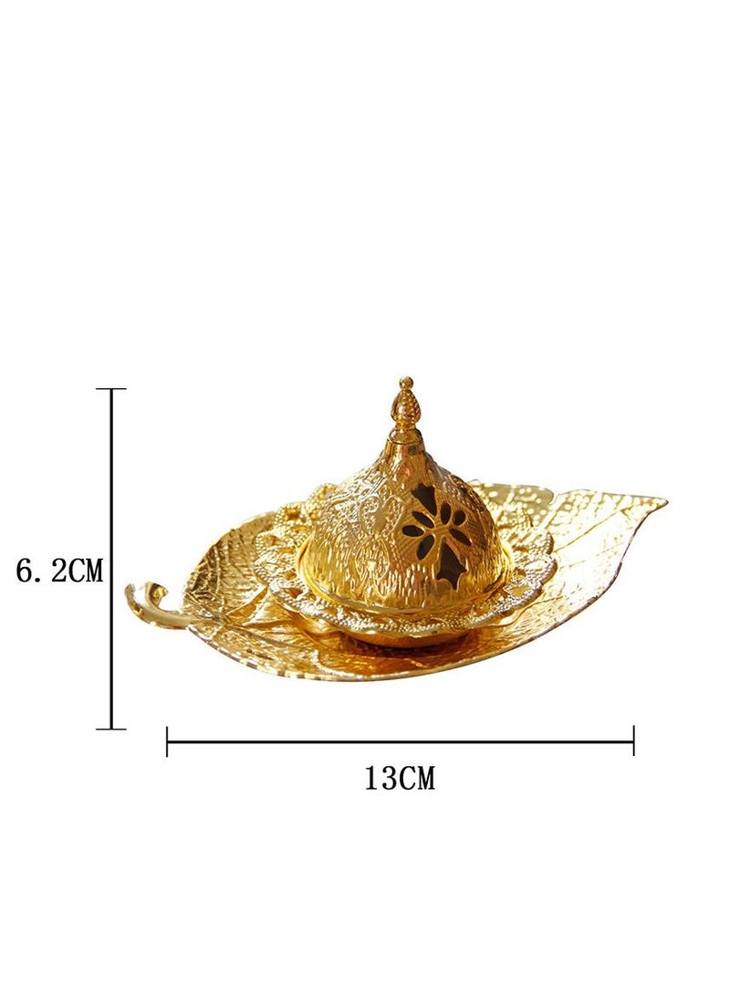 Muslim Middle East Arabic Golden Silver Leaf Tray Aromatherapy Censer Arabian Ramadan Incense Burner