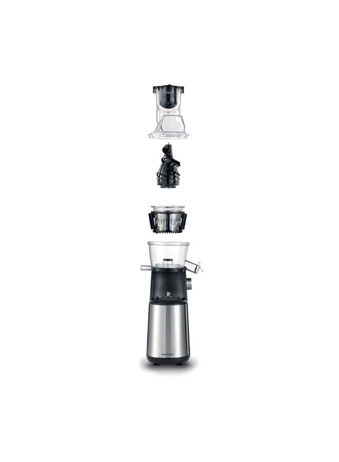 Slow Juicer – 75mm Wide Feed Tube for Whole Fruits, 1L Juice & Pulp Containers, Easy Clean, Maximum Nutrient Extraction 0.8 L 400 W JMM70.000BK Silver