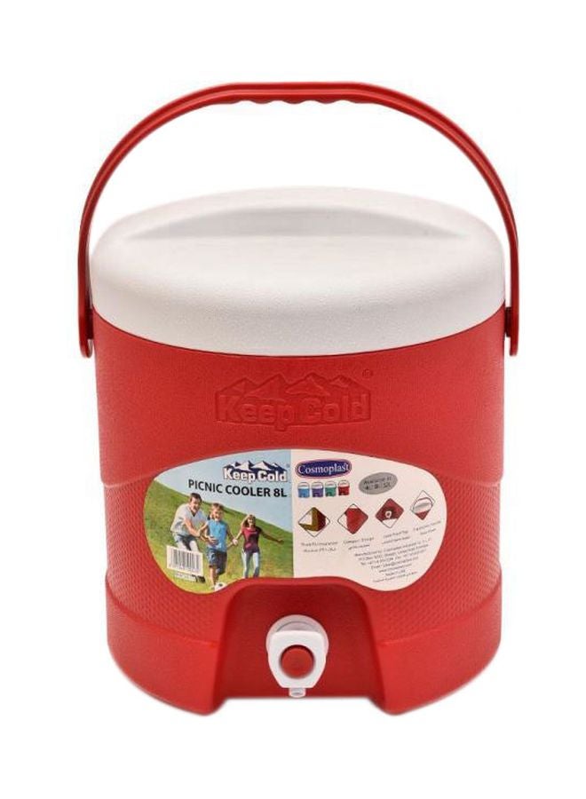 Picnic Water Cooler With Seal Lock Red/White
