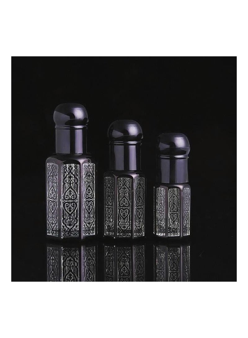 12pcs  12 ML BLACK  Fancy Clear Empty Glass Attar Bottle With Glass For Essence Oil Aromatherapy