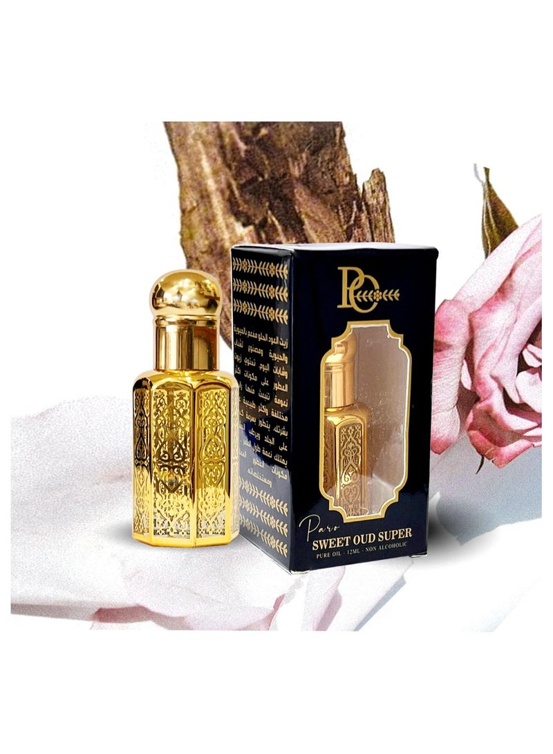 Paro Oud and Perfumes Sweet Super I 12 ML I OUD I Alcohol-free attar oil for men women I Pure natural attar oil with long-lasting scent