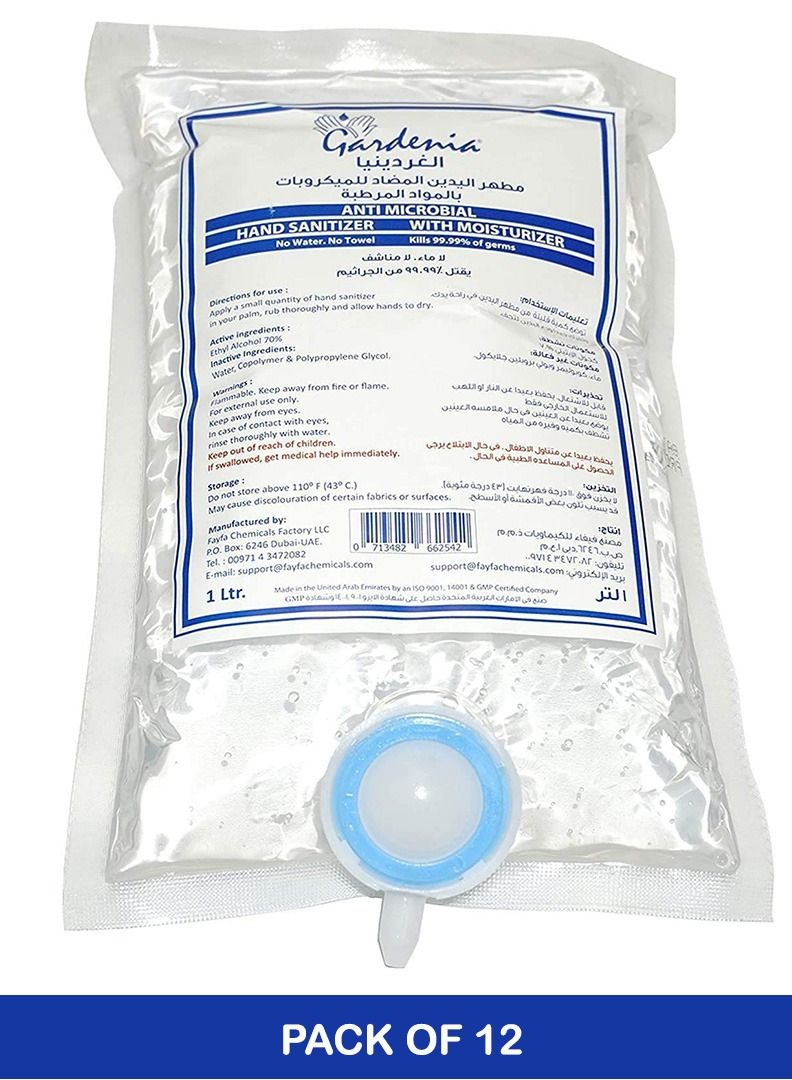 Hand Sanitizer 1L Refill Pouch Pack of 12