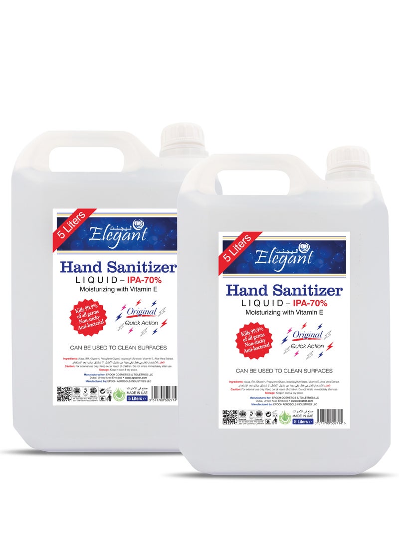 Liquid Hand Sanitizer With 70% IPA 5L Pack of 2