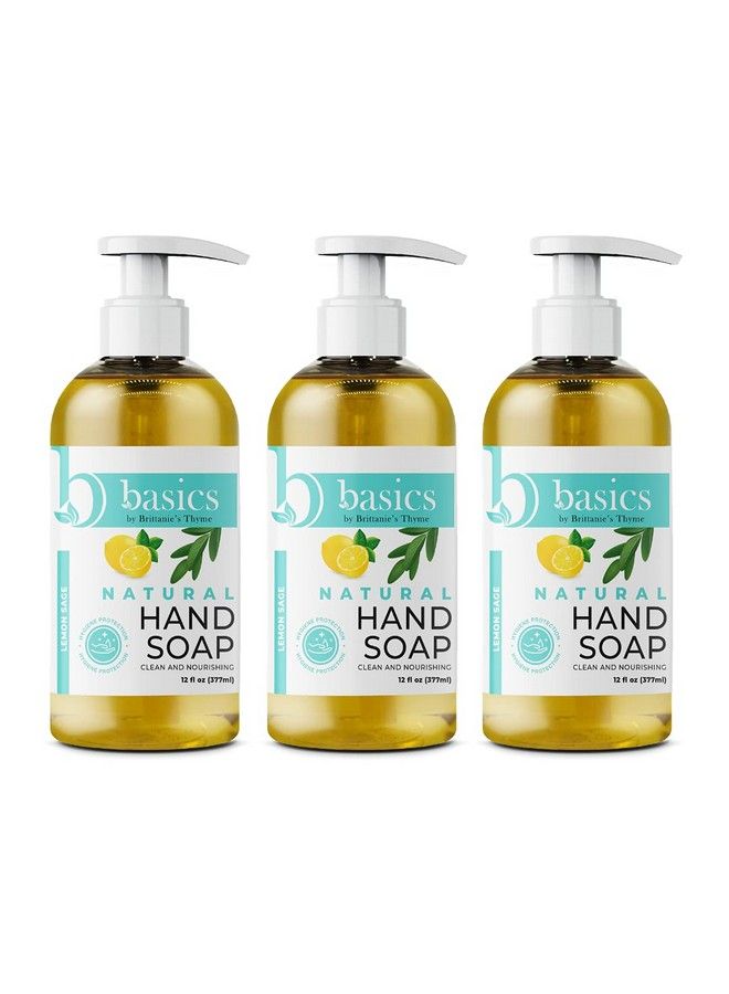 Basics Natural Olive Oil Hand Soap Lemon Sage 12 Fl Oz Pack Of 3 Cruelty Free Vegan No Synthetic Additives No Sulfates Paraben Free Phthalate Free
