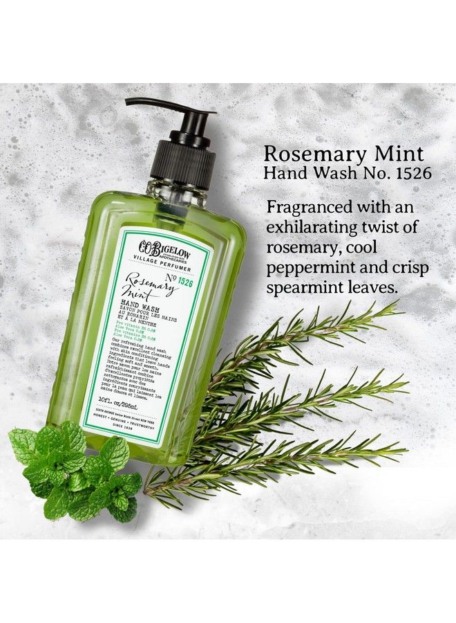 C.O. Bigelow Hand Wash Rosemary Mint Soap No. 1526 Village Perfumer Moisturizing Hand Wash For Bathroom & Kitchen With Aloe Vera 10 Fl Oz Pack Of 2