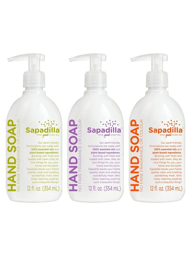 Liquid Hand Soap Three Scent Variety Made With 100% Pure Essential Oil Blends Cleansing & Moisturizing Aromatic & Fragrant Hand Soap Plant Based Biodegradable 12 Ounce (Pack Of 3)