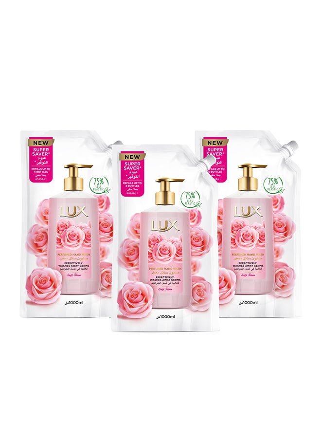 Pack Of 3 Soft Rose Perfumed Hand Wash Refill Pouch 1Liters