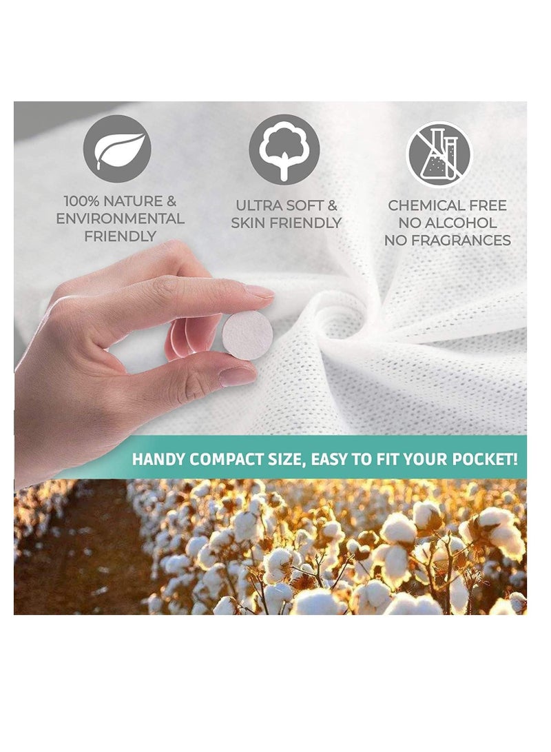 Mini Compressed Towel 100pcs, Disposable Face Towels, Towels for Camping, Soft Hand Wipe, Portable Cotton Coin Tissue Travel/Home/Outdoor Activities