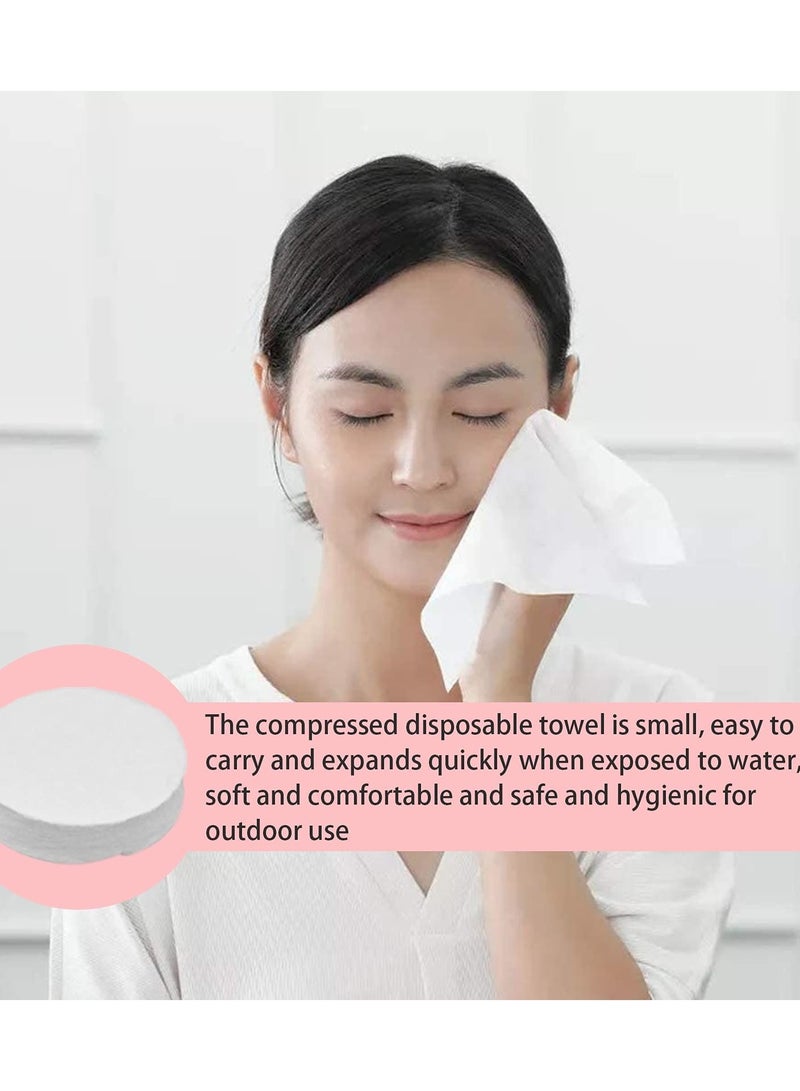 Soft Compressed Towels, Pure Cotton Disposable Face Cleanser Portable Coin Tissue Mini for Travel/ Beauty/ Outdoor Sports (100 Pieces)