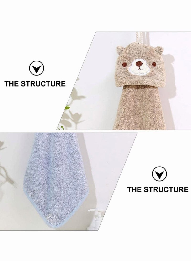 4Pcs Cute Animal Hand Towels, SYOSI Hanging Towel Dish Cloth with Loop for Kids Bathroom Kitchen Absorbent Dishcloths Towel, Ultra Absorbent, Fast Drying, Machine Washable, Stylish & Attractive