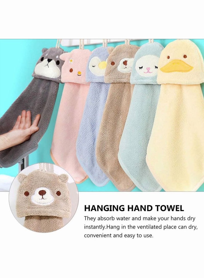 4Pcs Cute Animal Hand Towels, SYOSI Hanging Towel Dish Cloth with Loop for Kids Bathroom Kitchen Absorbent Dishcloths Towel, Ultra Absorbent, Fast Drying, Machine Washable, Stylish & Attractive