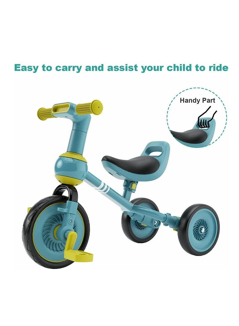 COOLBABY 4 in 1 Kids Tricycle Suitable for 1-3 Years Toddler Tricycle Boys Girls Baby Balance Bike Baby Lightweight with Detachable Pedals