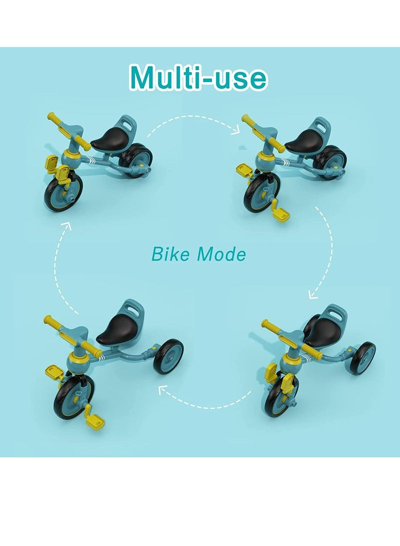 COOLBABY 4 in 1 Kids Tricycle Suitable for 1-3 Years Toddler Tricycle Boys Girls Baby Balance Bike Baby Lightweight with Detachable Pedals