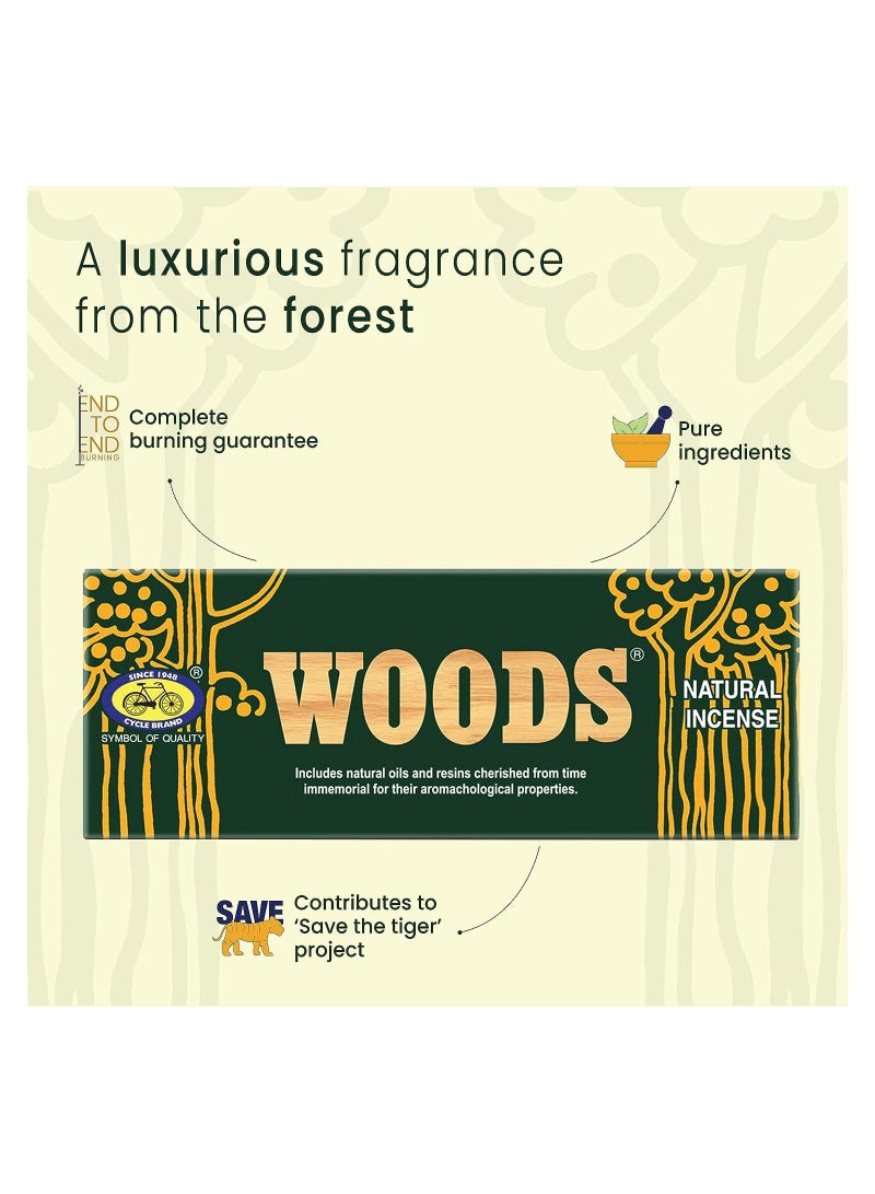 Cycle Pure Woods Natural Agarbatti with Woody, Sandal-Amber Fragrance, Long-Lasting Incense Sticks for Divine and Special Puja Experience PACK OF 2