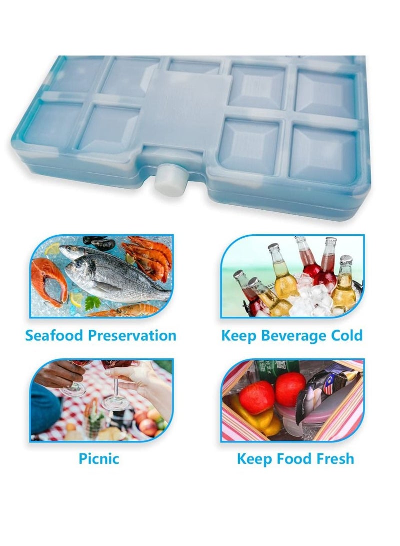 2 Pcs Large Cold Ice Blocks Freezer Pack Ice Packs for Cooler Cool Box Reusable Freezer Blocks Quick Freeze Long Lasting Cold for Camping Picnic Hiking Travel