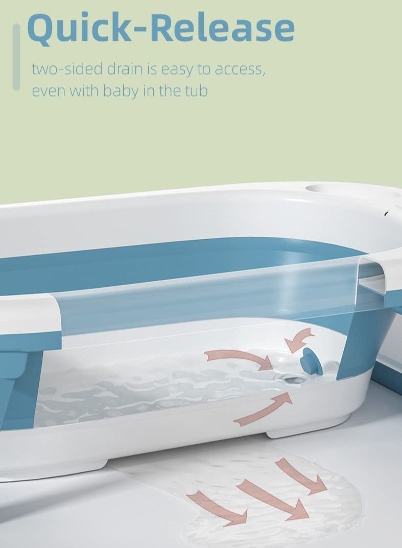 Foldable Baby Bathtub with Bathtub Cushion & Temperature Monitor, Anti Slip Pads Design, Bathing Tub Infant Shower Tub 0M+