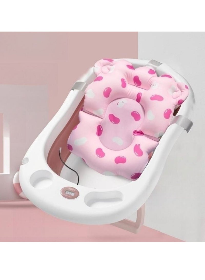 Foldable Baby Bathtub with Bathtub Cushion & Temperature Monitor, Anti Slip Pads Design, Bathing Tub Infant Shower Tub 0M+