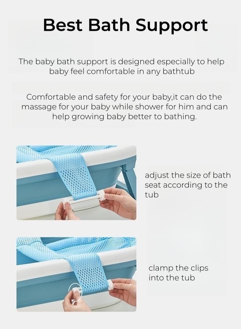 Foldable Baby Bathtub with Bath Mat & Temperature Monitor, Anti Slip Pads Design, Bathing Tub Infant Shower Tub 0M+