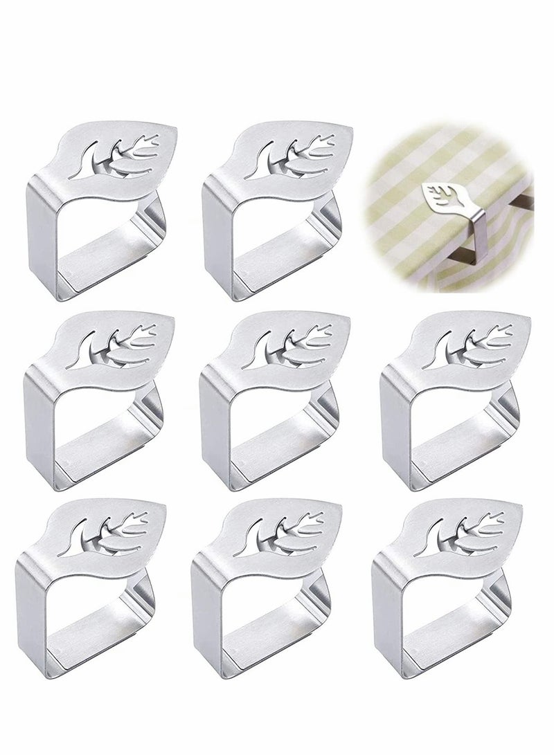 Table Cloth Clip 8 Pcs Stainless Steel Thickened Adjustable Table Cover Clamps Table Cloth Holders for Home Picnic Party Wedding Outdoor and Indoor