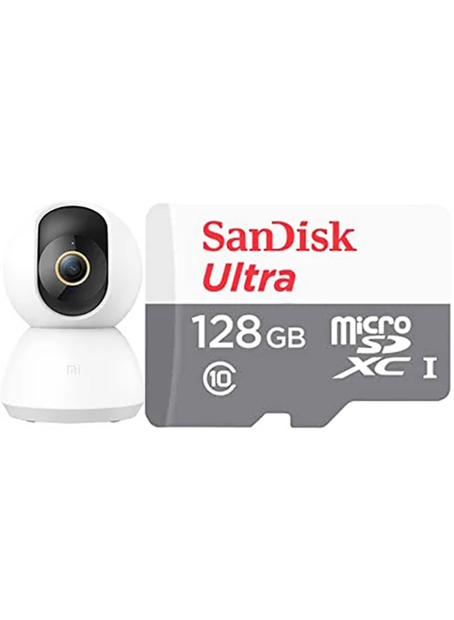 Mi 360° 2K Bundle - Mi Home Security Camera 360 Degrees 2K White with SanDisk 128GB Ultra microSDXC UHS-I Card