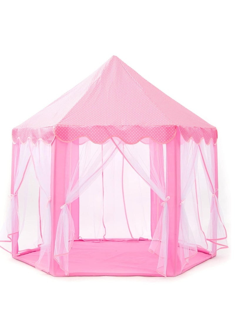 Princess Castle Play Tent for Girls Kids Pink Large Indoor Outdoor Dress Up Pretend Fort Playhouse Children Toddler Fairy Playroom Child Game Party Dream House Camping to Birthday Gift