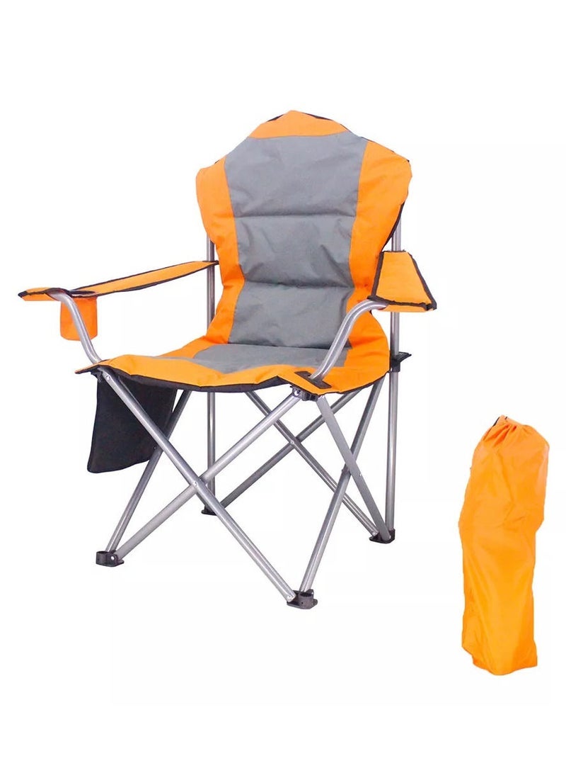 Foldable Camping Chair with Cup Holder Heavy Quality-Orange | Sadu Chair | Foldable Chair | Garden Chair | Fishing Chair | Travel Chair | Picnic Chair